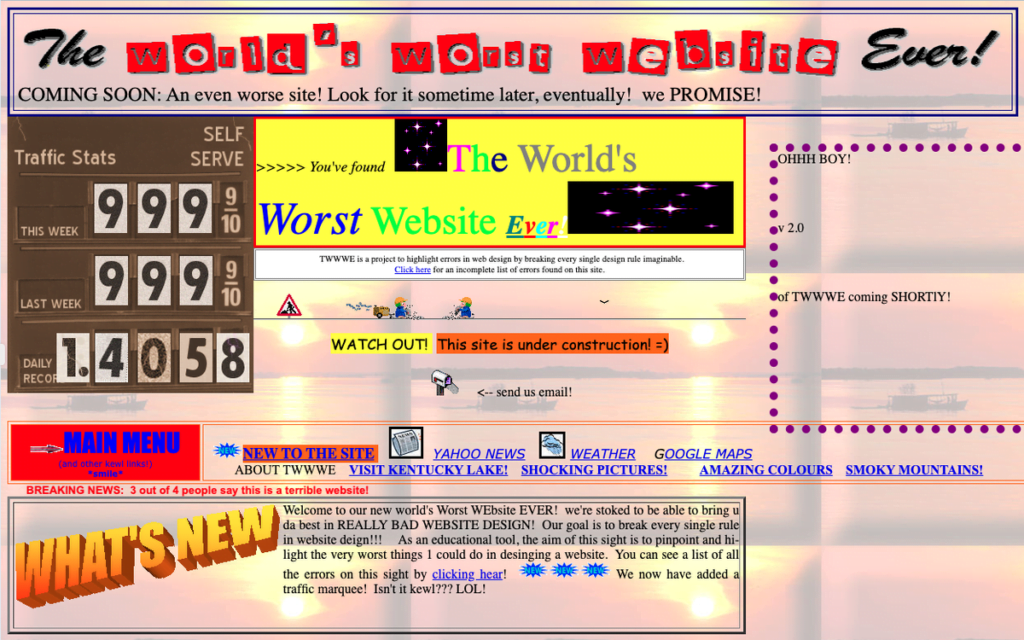website with terrible designe
