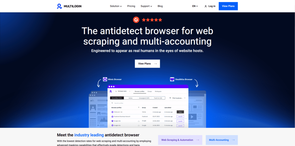 Best Anti-Detect Browsers to Maximize Profits 4 Multilogin browser